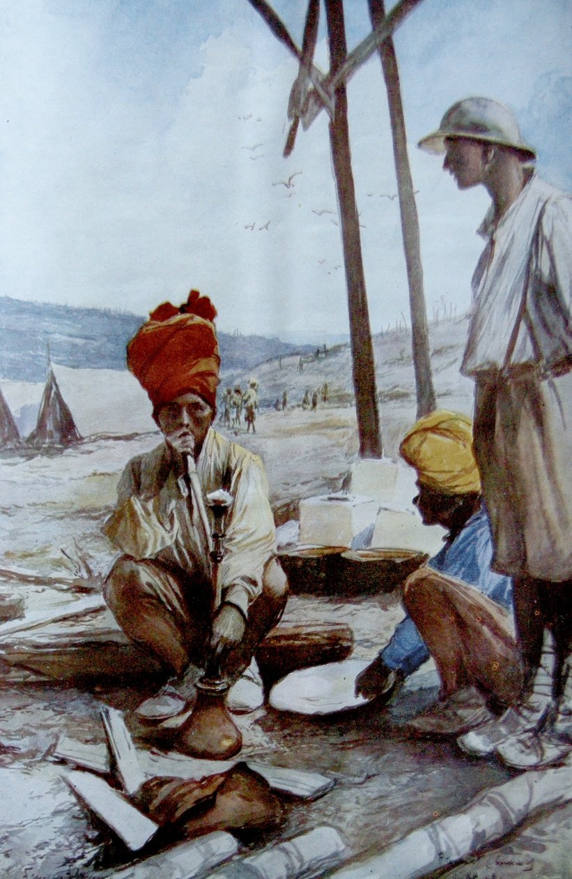 Indiai lovasok pihenőhelyen, 1917 alkotó: Francois Flameng