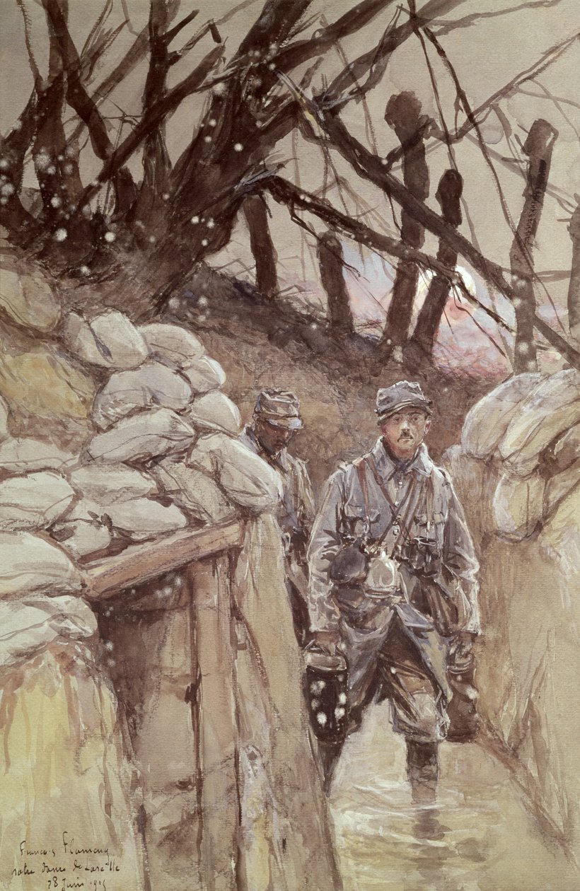 Gyalogosok az árokban, Notre-Dame de Lorette, 1915 alkotó: Francois Flameng