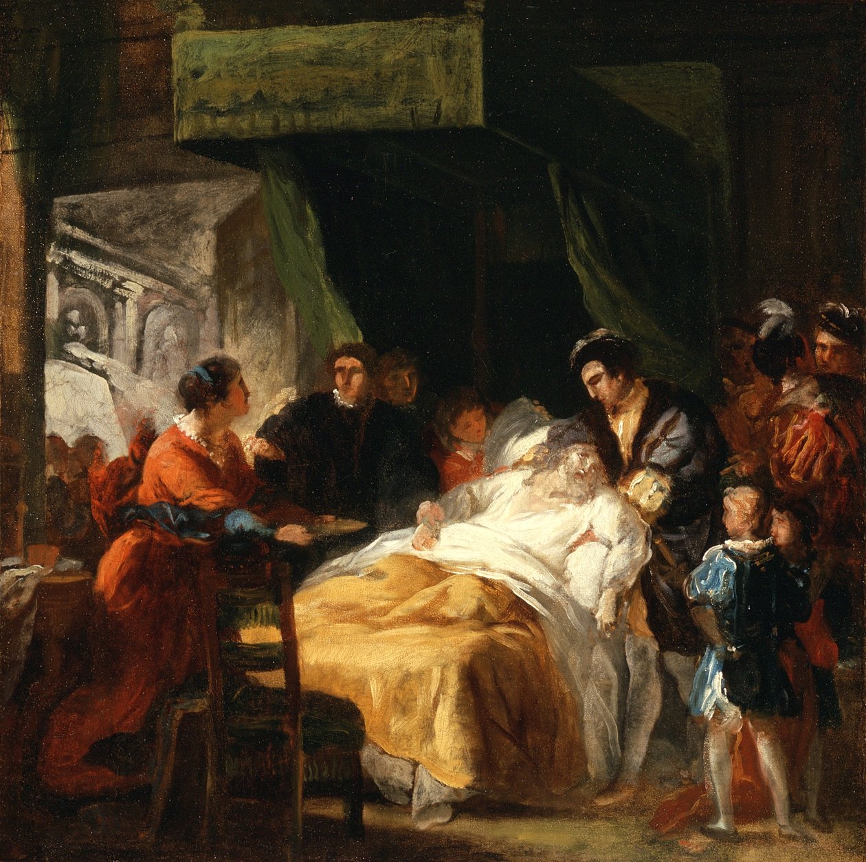 Leonardo da Vinci halála I. François karjaiban, 1781 körül alkotó: Francois Guillaume Menageot