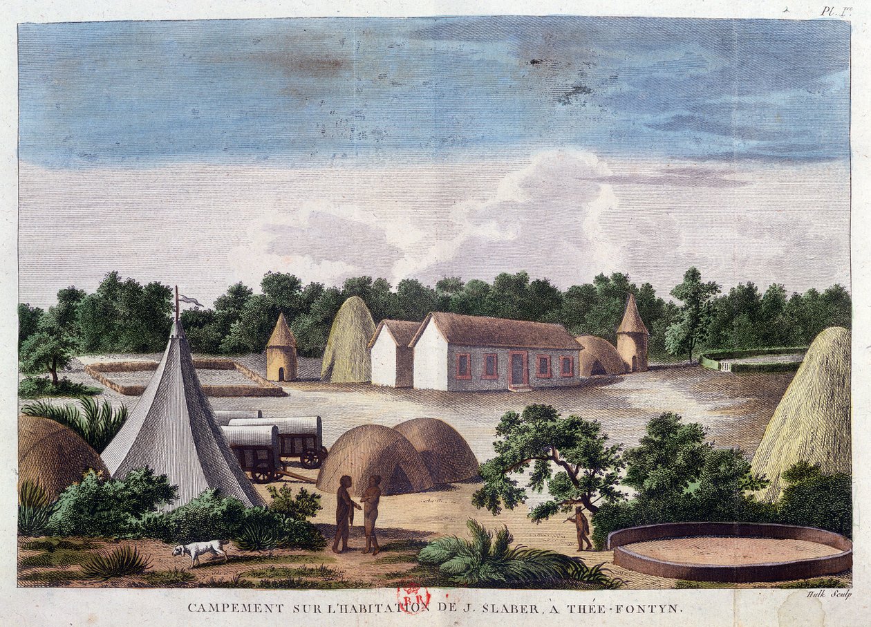 Táborozás J. Slaber földjén Thee-Fontynban, a "Voyages de M. le Vaillant dans l
