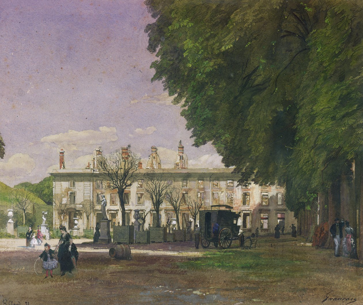 A Saint-Cloud kastély romjai 1871-ben alkotó: Francois Louis Francais