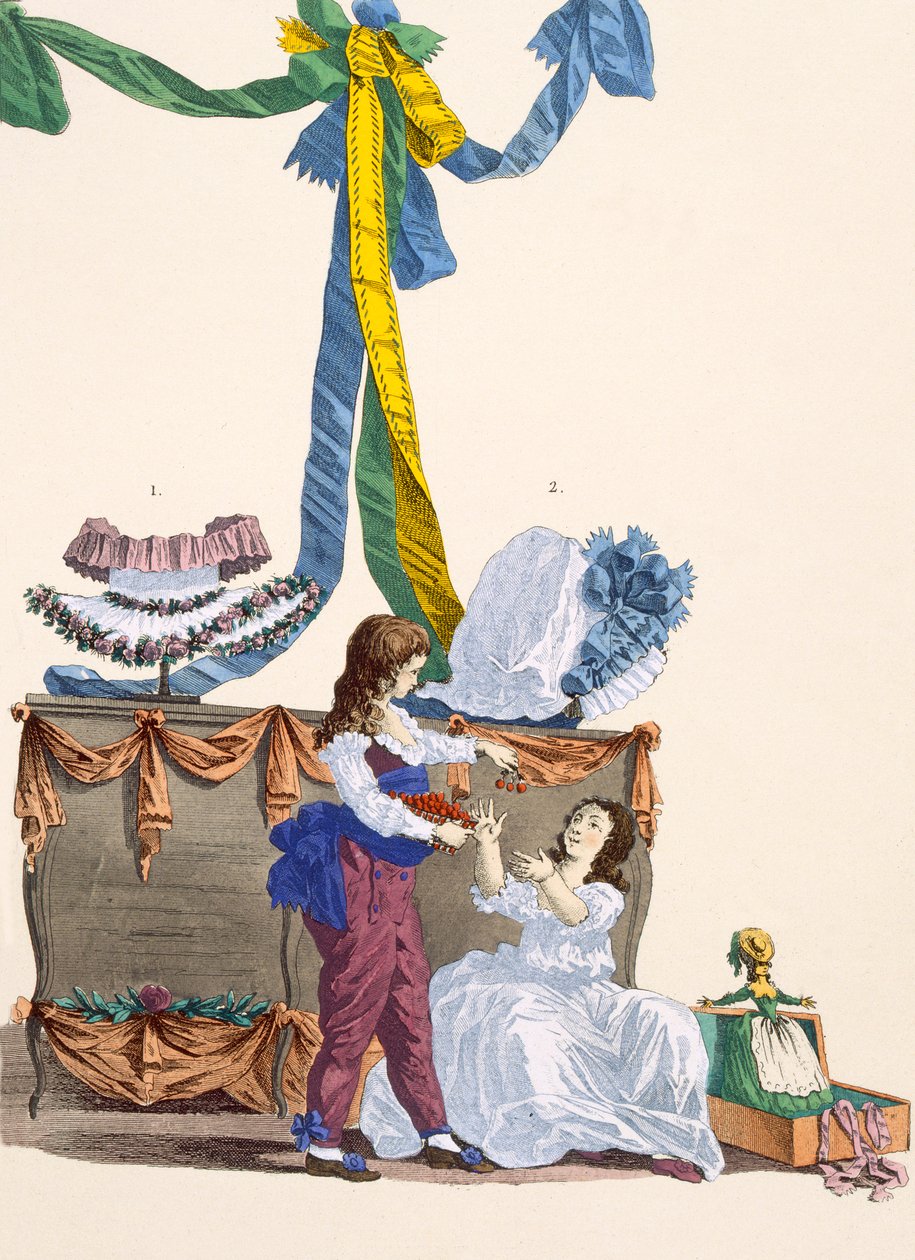 Androman és Warwick kalapok, Dupin gravírozása, 320-as tábla a „Galeries des Modes et Costumes Francais”-ból, 1780 alkotó: Francois Louis Joseph Watteau