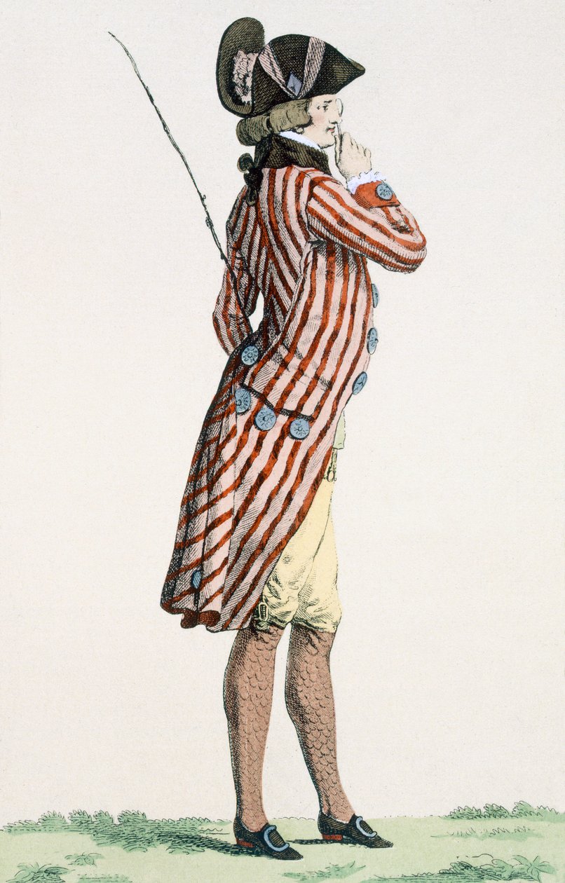 Le Lorgneur, vésette Baquoi, 283-as tábla a „Galeries des Modes et Costumes Francais”-ból, 1778-87 körül alkotó: Francois Louis Joseph Watteau