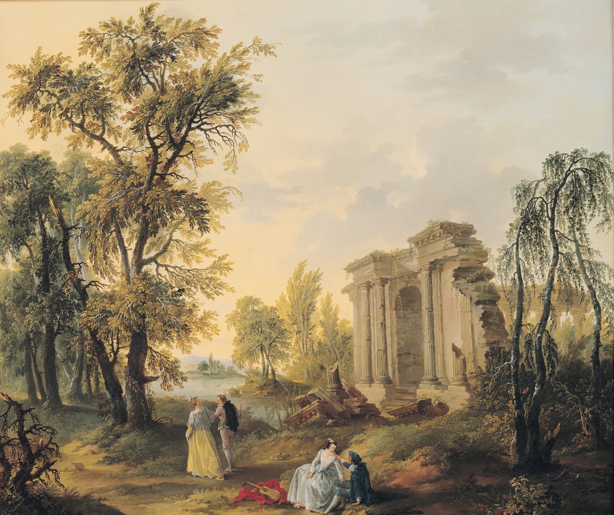 Szerelmesek az országban alkotó: Francois Louis Joseph Watteau