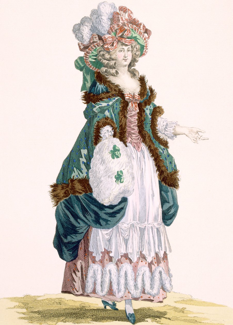 Séta egy luxemburgi kertben, Dupin metszete, 213-as tábla a „Galeries des Modes et Costumes Francais”-ból, 1778-87 körül alkotó: Francois Louis Joseph Watteau