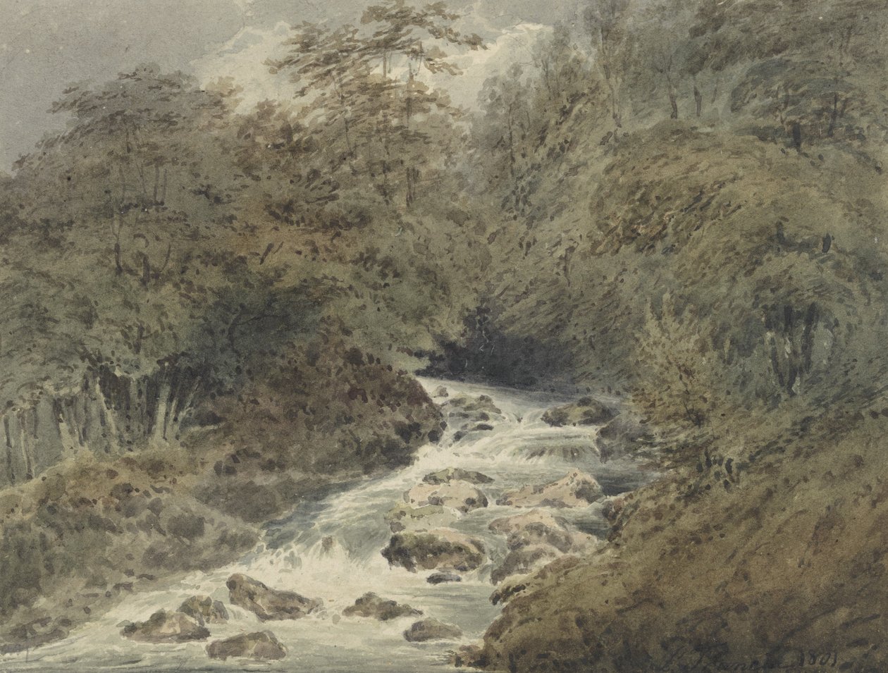 Hegyi patak, 1801 (wc grafitra, papír) alkotó: Francois Louis Thomas Francia