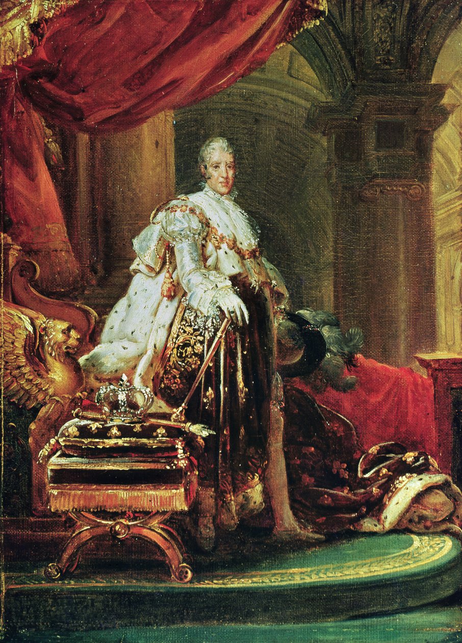 X. Károly (1757-1836), francia és navarrai király (1824-1830) teljes alakos portréja, 1825 alkotó: Baron François Pascal Simon Gérard