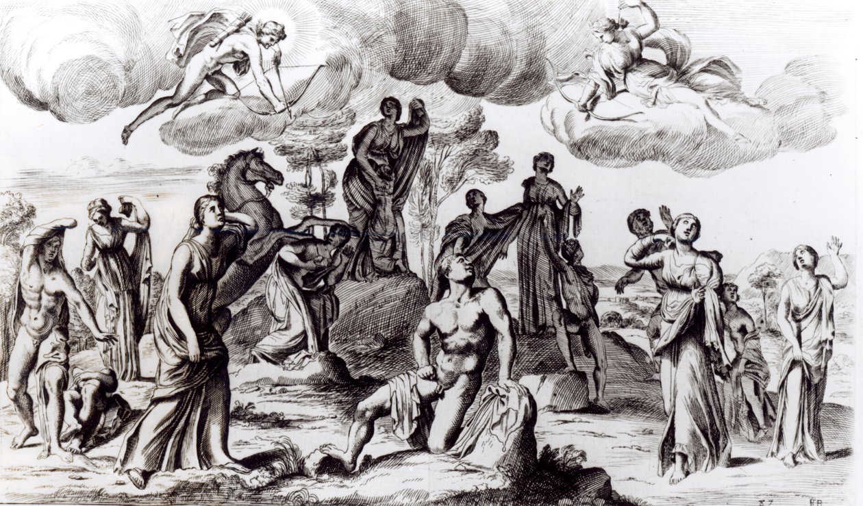 Niobe és gyermekei, 1653 körül alkotó: Francois Perrier