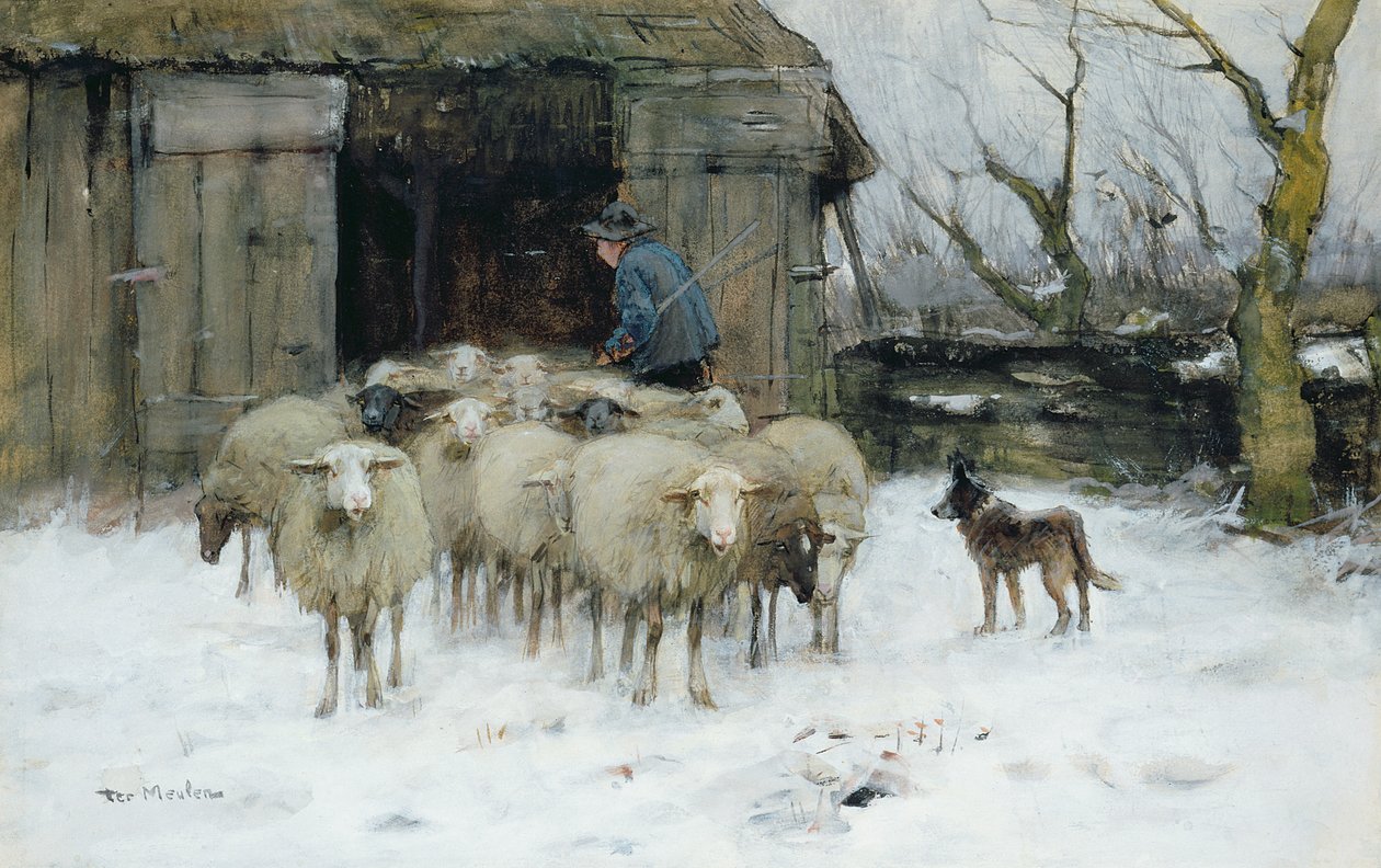 Birkák egy téli reggelen alkotó: Francois Pieter ter Meulen