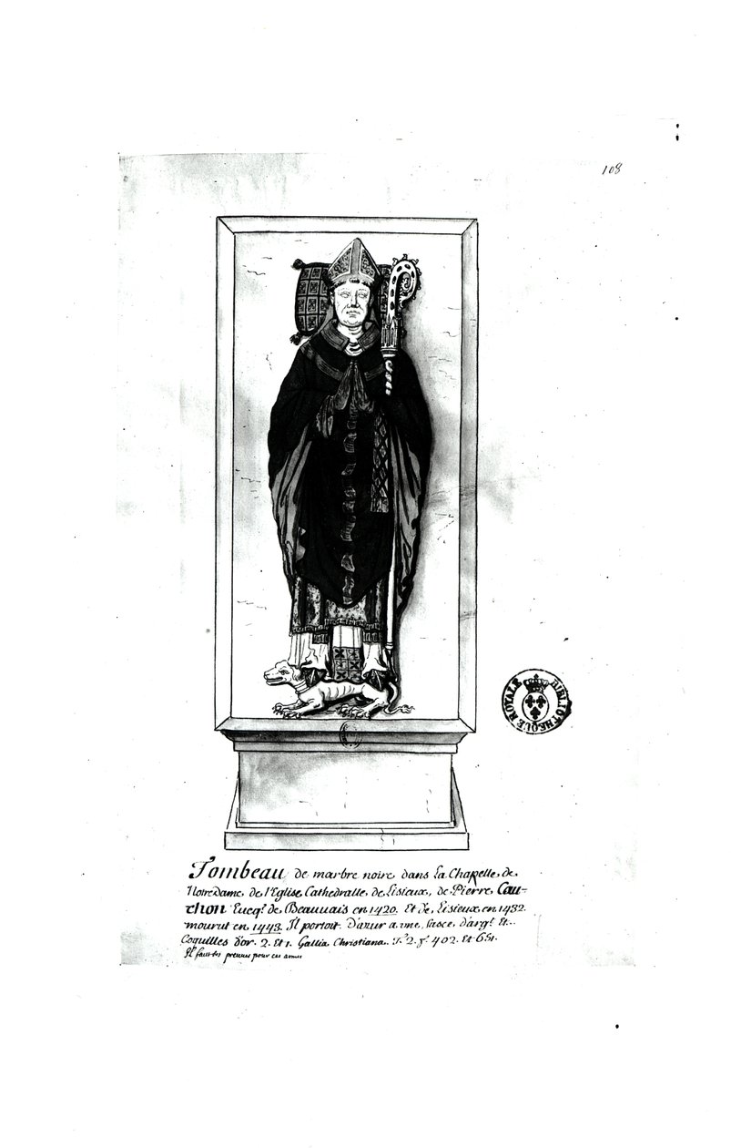 Pierre Cauchon sírja (1371-1442) (toll és tinta, wc, papír) alkotó: Francois Roger de Gaignieres