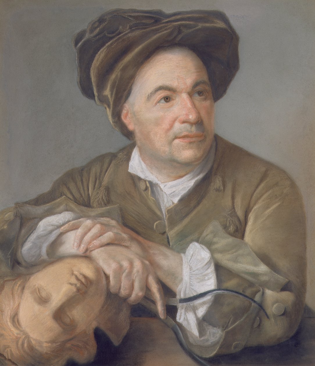 Louis Francois Roubiliac (1702-62) (pasztell, vászonra fektetett papír) alkotó: Francois Vispre
