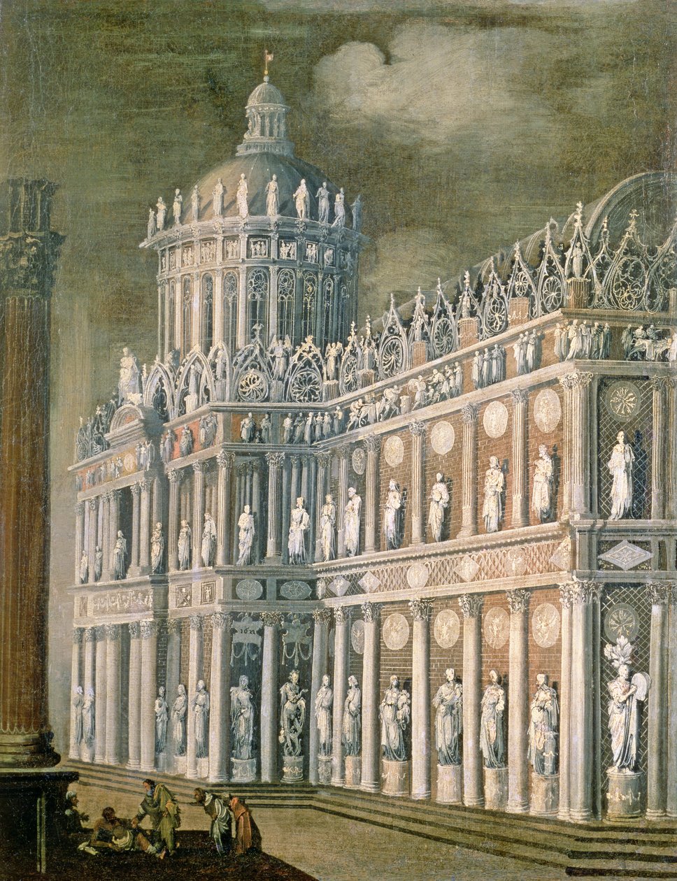Építészeti fantázia, amely a bénultak gyógyulását ábrázolja, 1622 alkotó: Francois de Nome