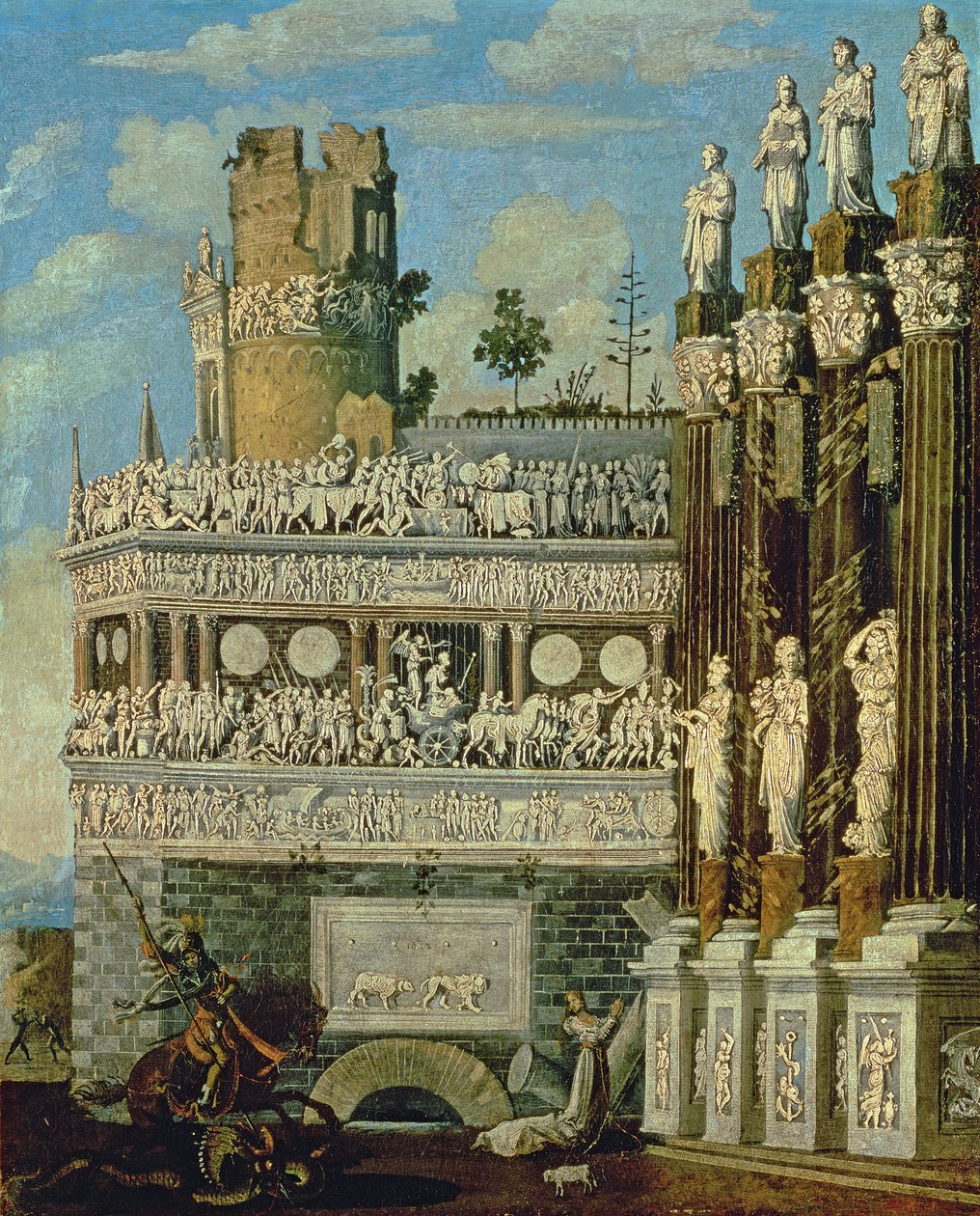Fantasztikus építészet Szent György és a Sárkánnyal, 1622 alkotó: Francois de Nome