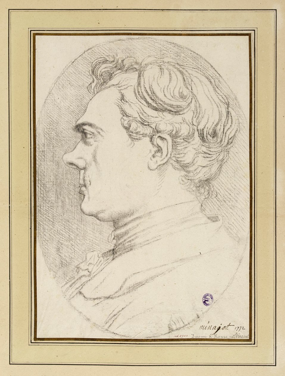 Ménageot festő karikatúraportréja, Róma 1772 alkotó: François-André Vincent