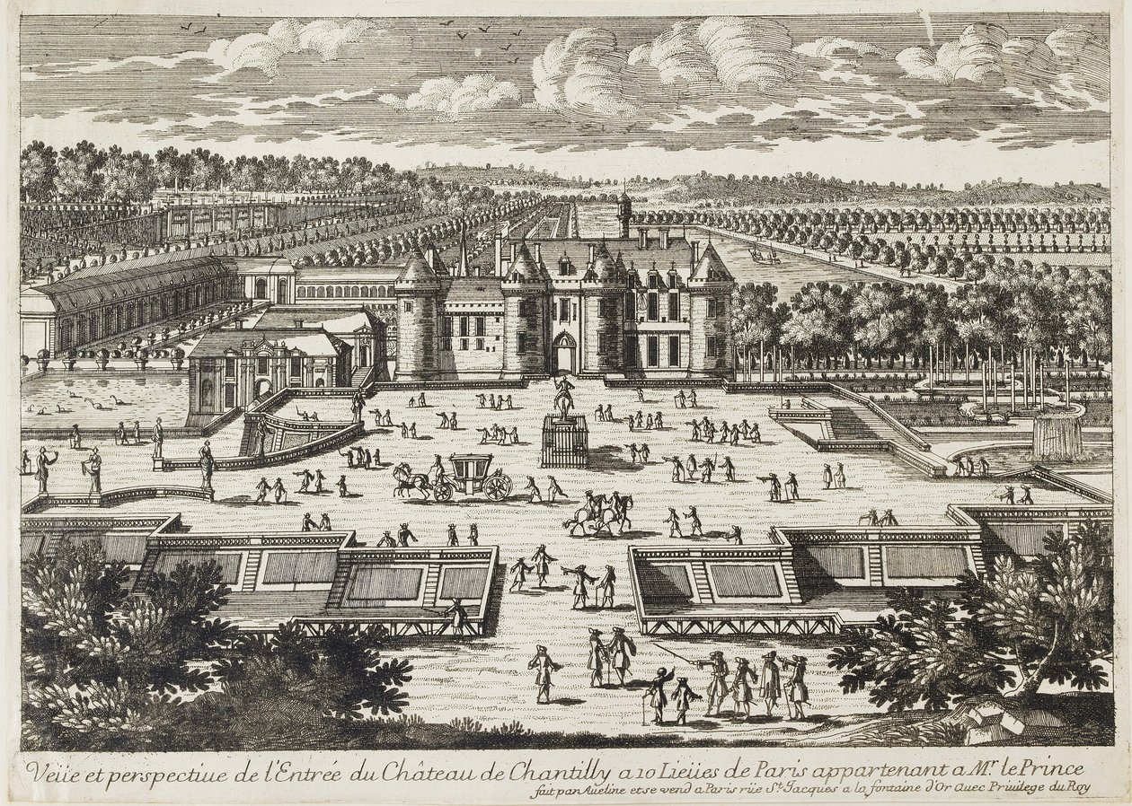 A Chantilly-i kastély látványa az Orangerie-ból alkotó: Francois Antoine Aveline