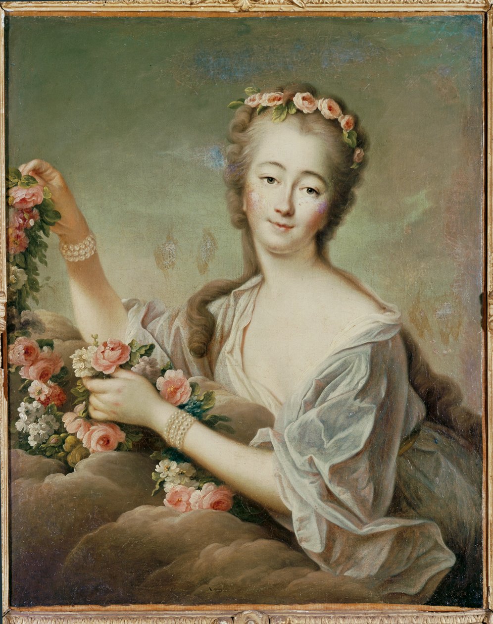 Madame Du Barry, XV. Lajos úrnője, mint Flóra istennő ... (festmény, vászon) alkotó: Francois-Hubert Drouais