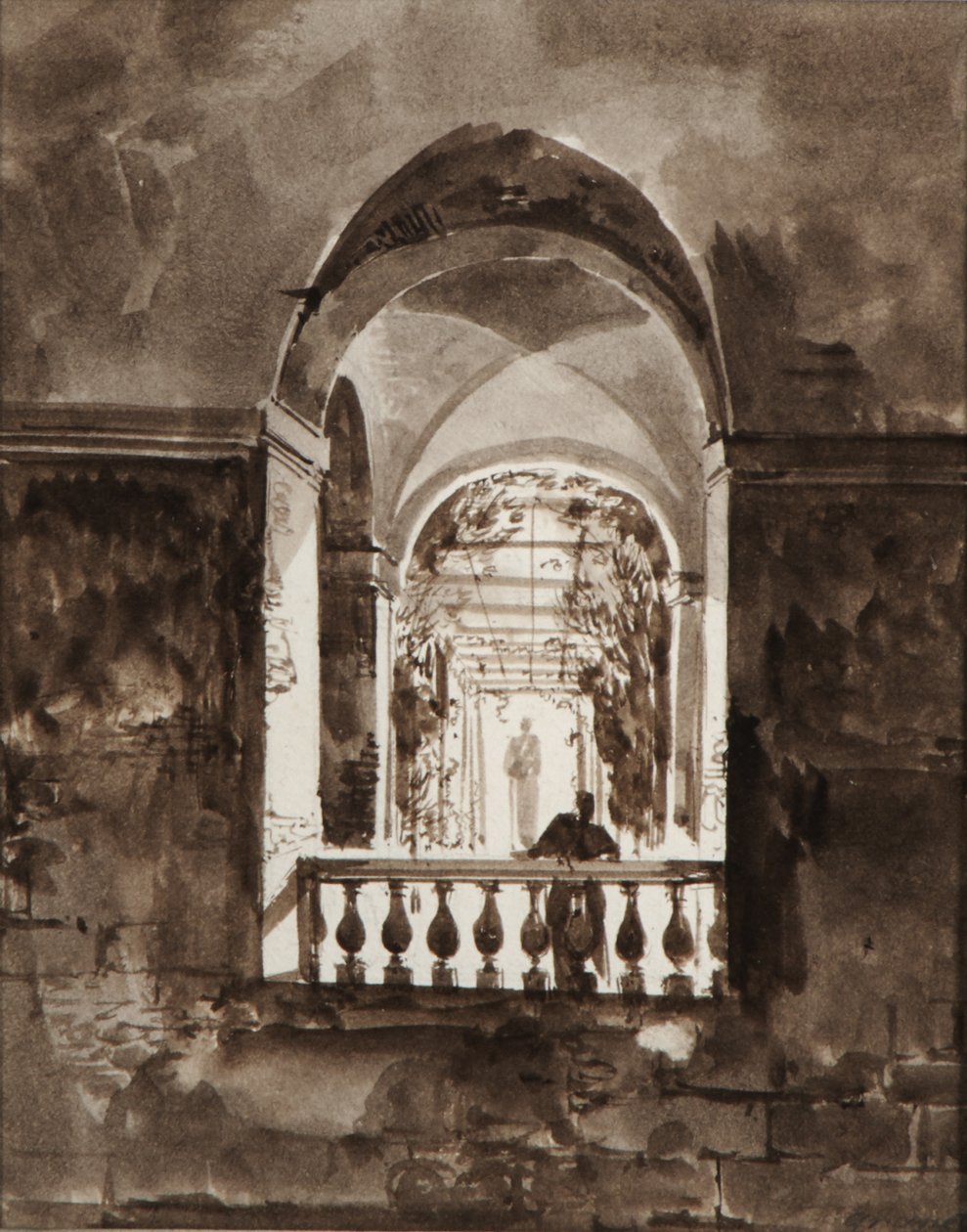Alak az erkélyen alkotó: Francois-Marius Granet