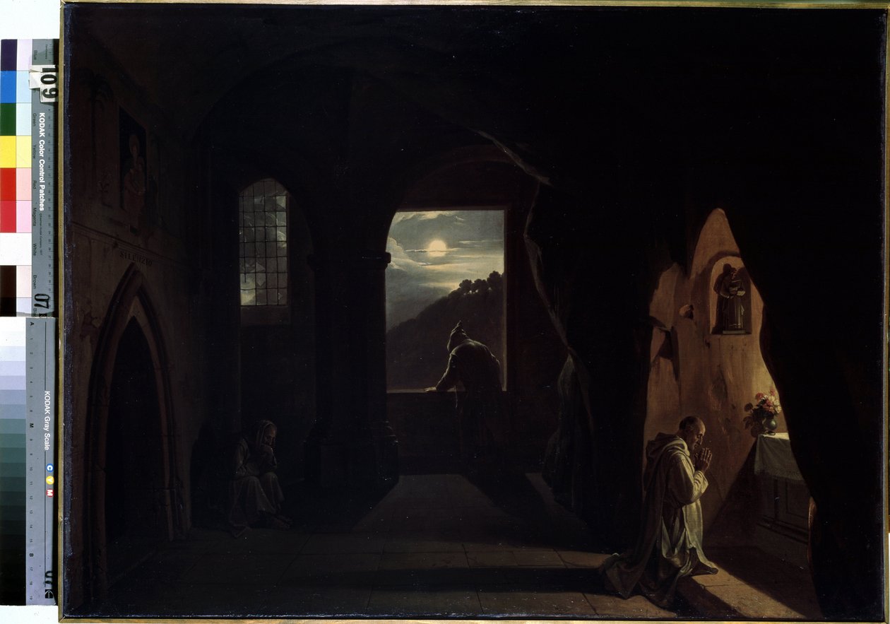 "Monks in a Cave" (Monks in a Cave) Francois Marius Granet (1775-1849) festménye 19. század eleje Méret: 74,5x100 cm Ermitázs Múzeum, Szentpétervár alkotó: Francois Marius Granet