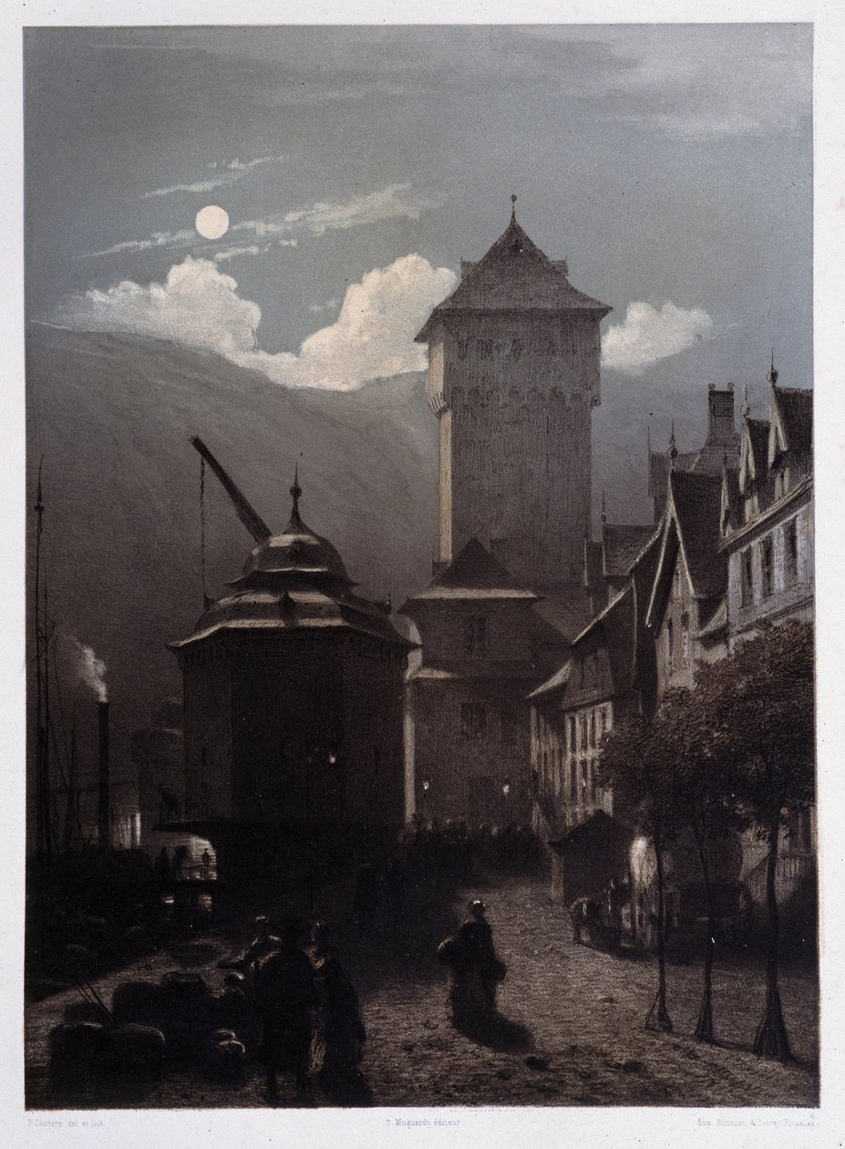 Boppart kastély. „A monumentális és festői Rajnában””. Fourmais és Stroobant litográfiái alkotó: Francois Stroobant