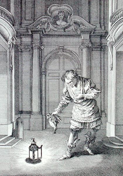 Jelenet Moliere (1622-73) Amphytrion című művéből, Laurent Cars metszet (metszet) alkotó: Francois (after) Boucher