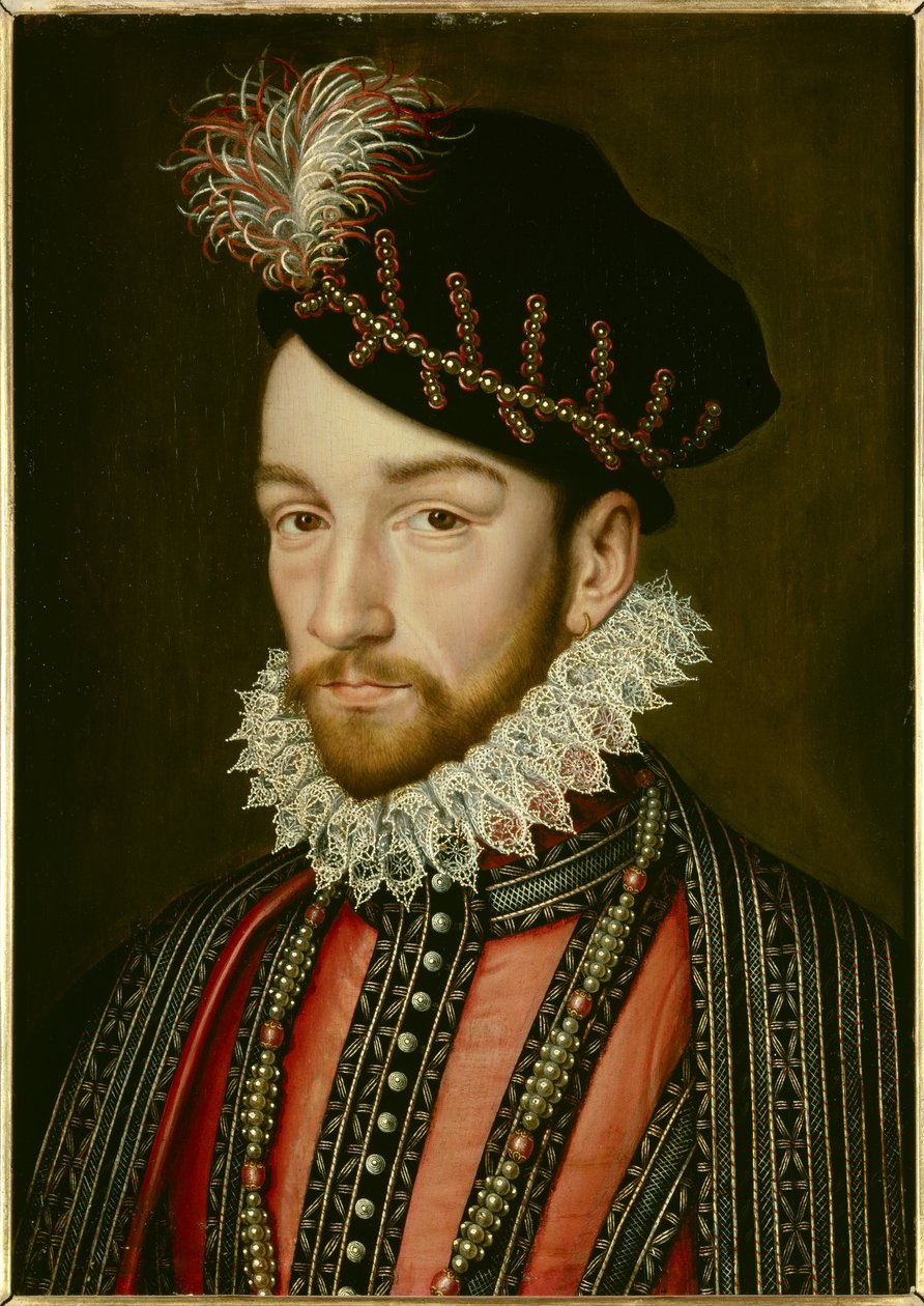 IX. Károly (1550 - 1574) portréja. Francois Clouet (1515-1572) festménye alkotó: Francois (after) Clouet