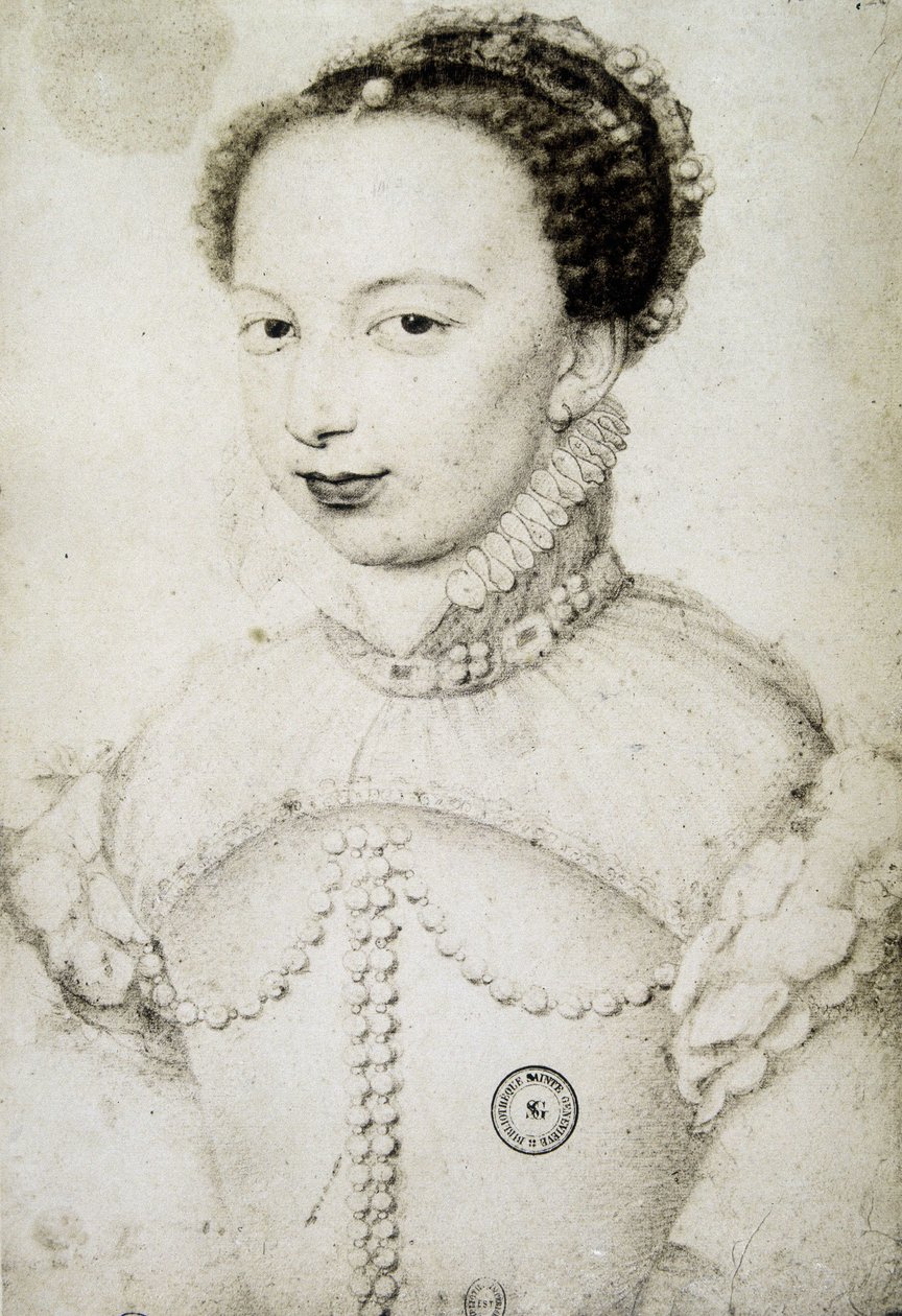 Marguerite de Valois, Margot királynő (1553-1615), navarrai királynő, IV. Henrik első felesége portréja. François Clouet után alkotó: Francois (after) Clouet