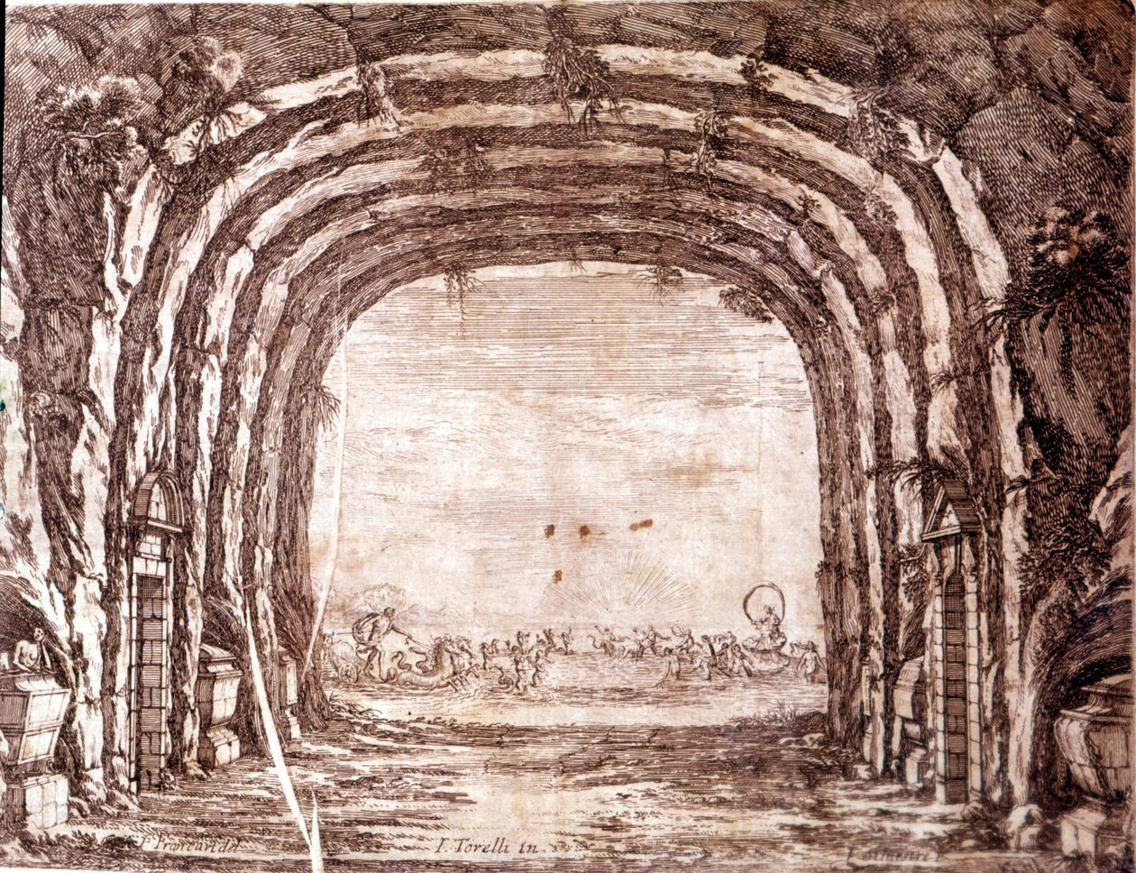 „Peleus és Thetis esküvője”, Giacomo Torelli díszletterve alkotó: Francois (after) Francart
