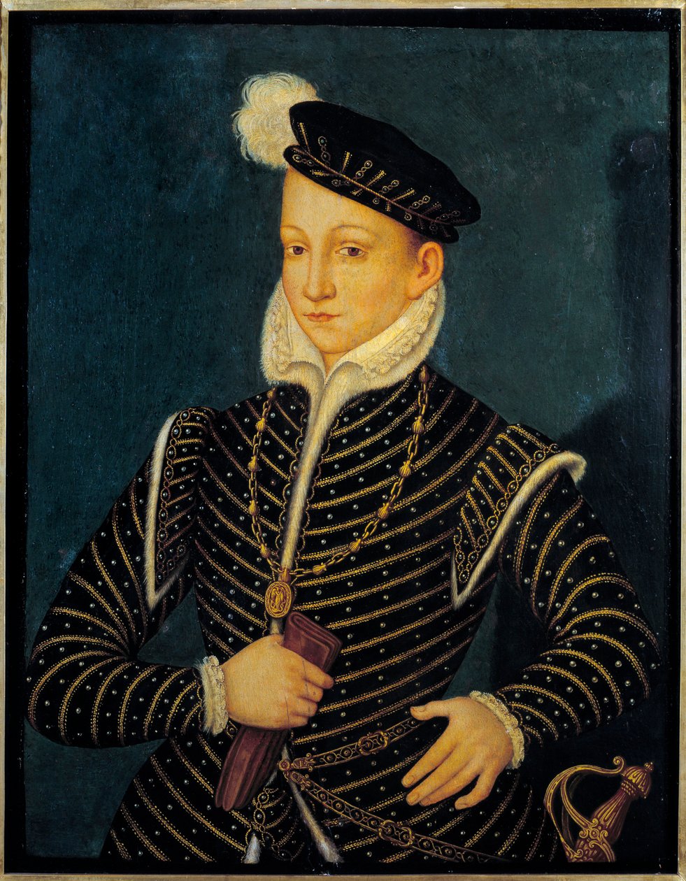 IX. Károly (1550-1574) francia király portréja. Francois Clouet (1515-1572) festménye alkotó: Francois (attr. to) Clouet