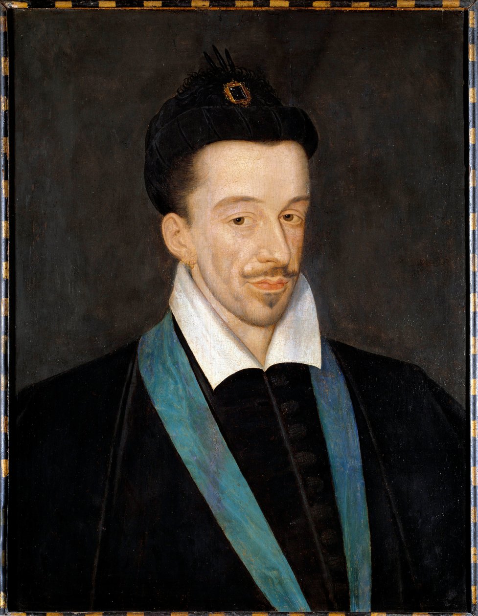 III. Henrik portréja (1551-1589); Francois Quesnelnek (1543-1616) tulajdonított festmény, amely a királyt az általa 1578-ban alapított Szentlélek-rend kék zsinórját viselő királyt ábrázolja; Mérete: 66 x 52 cm; 1582-1586 körül; Musee du Louvre alkotó: Francois (attr.to) Quesnel