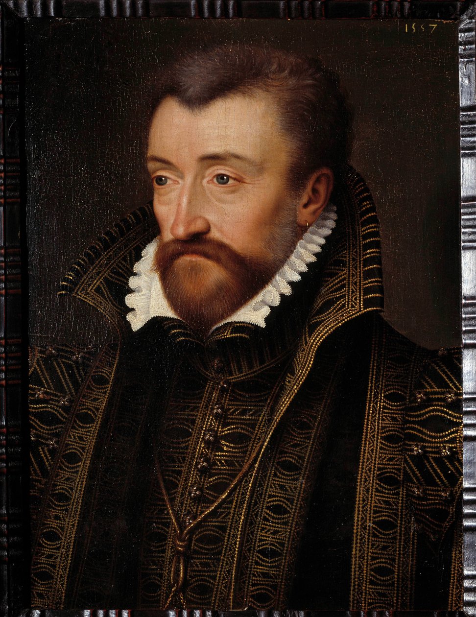 Antoine de Bourbon, Vendome hercege (1518-1562), IV. Henrik király apja portréja Francois Clouet iskolájának festménye (1515-1572) 1560 V. 0,31x0,23 m Pau, kastélymúzeum - Antoine de Bourbon, Vendome hercegének (1518-1562), atyja portréja alkotó: Francois (school of) Clouet