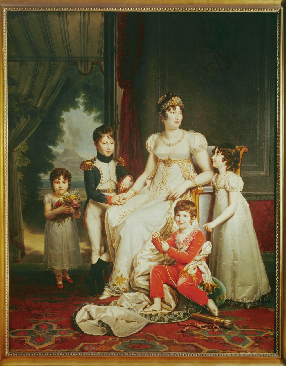 Caroline Bonaparte, Napóleon húga, nápolyi királyné gyermekeivel ... alkotó: Francois (school of) Gerard