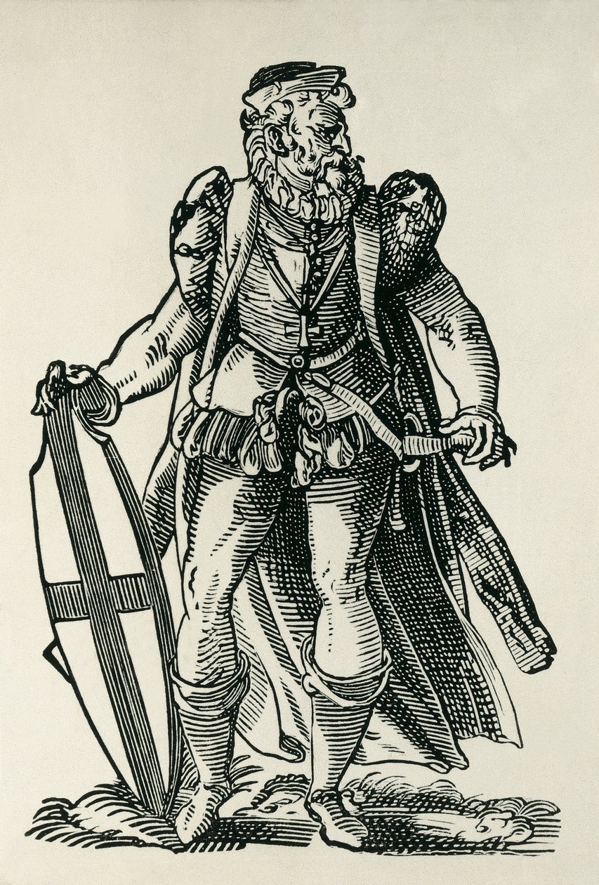 A Német Lovagrend lovagja. Illusztráció a "Cleri totius Romanae subiecti Ecclesiae" című könyvhöz, Francois modius és Jost Amman. Frankfurt. 1585. Xilográfia. FRANCIAORSZÁG. ILE-DE-FRANCE. Párizs. Nemzeti Könyvtár alkotó: Francois & Amman Jost (1539 91) Modius