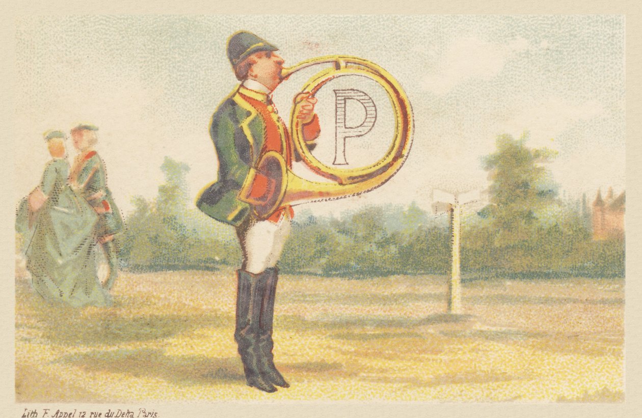 P (egy vadászkürtös által mutatott betű) alkotó: Francois Antoine Appel