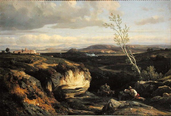 Olasz táj alkotó: Francois Antoine Leon Fleury