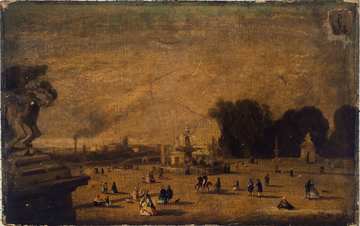 A mai 8. kerület, a Place de la Concorde látképe 1804 és 1858 között (olaj, fa) alkotó: Francois Antoine Leon Fleury
