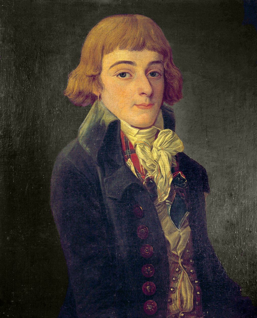 Louis Antoine de Saint Just (Saint-Just) feltételezett portréja, hagyományos (1767-1794) Francois Bonneville festménye (aktív 1787 körül) 1791. Dim. 0,63 x 0,53 m. Párizs, Musee Carnavalet alkotó: Francois Bonneville