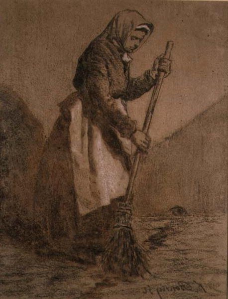 Nő söprés alkotó: François Bonvin