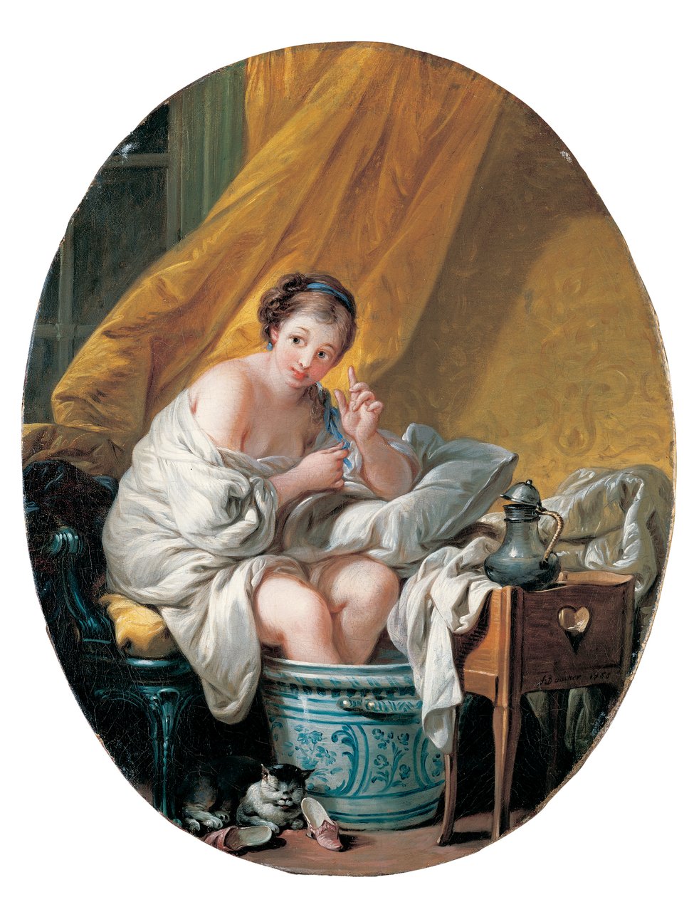 Egy fiatal nő lábfürdőt vesz alkotó: François Boucher