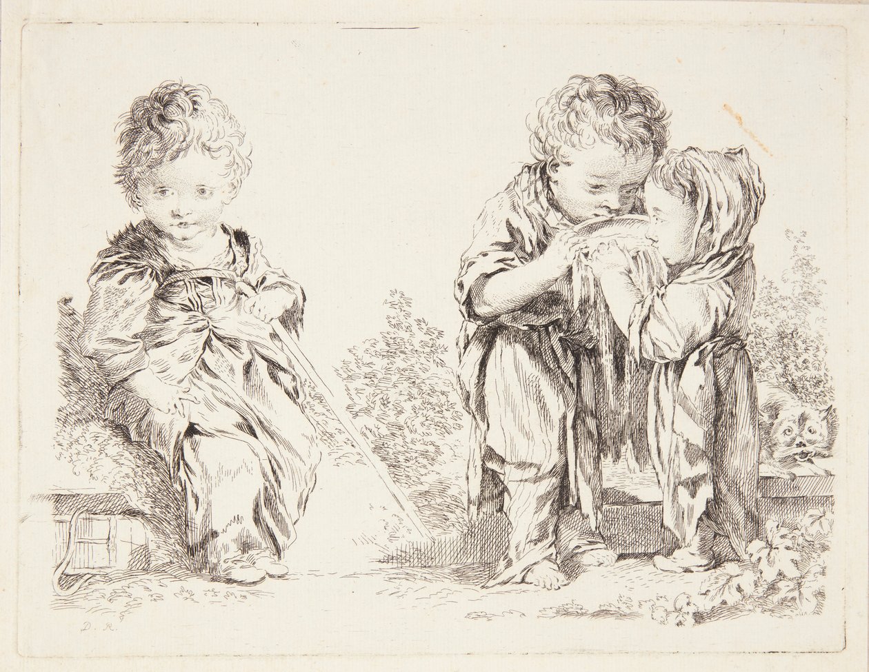 Gyermek ül egy rög a föld és a kis tejivók alkotó: François Boucher