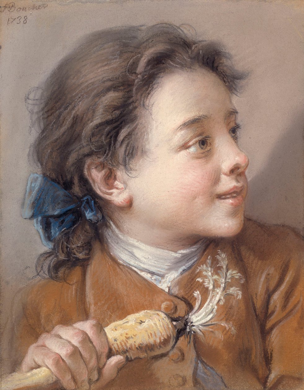Fiú egy répával alkotó: François Boucher