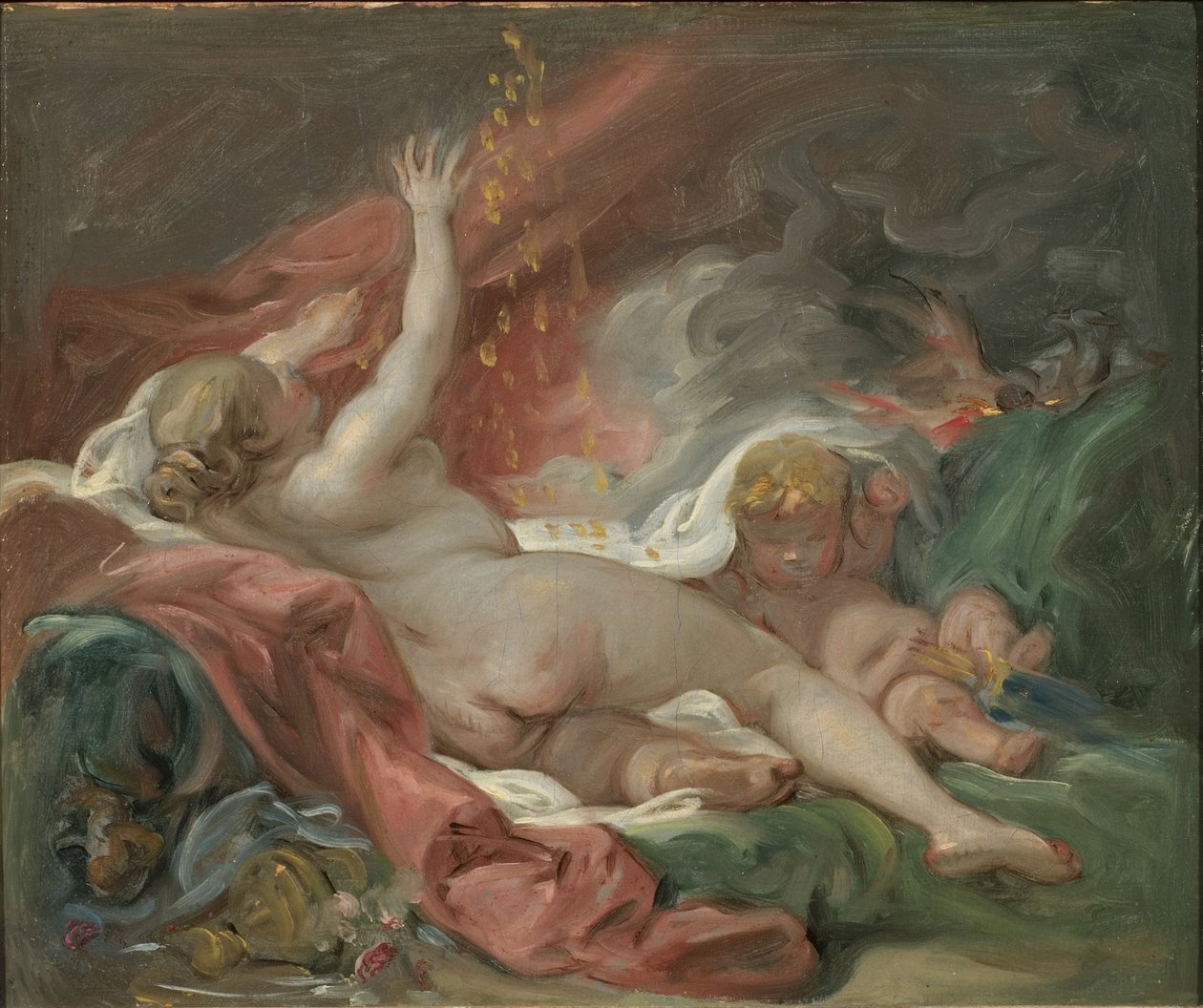 Danae, Boucher, Francois (1703-1770). Olajfestmény. Mérete: 29x35 cm. Nemzeti Múzeum Stockholm alkotó: François Boucher