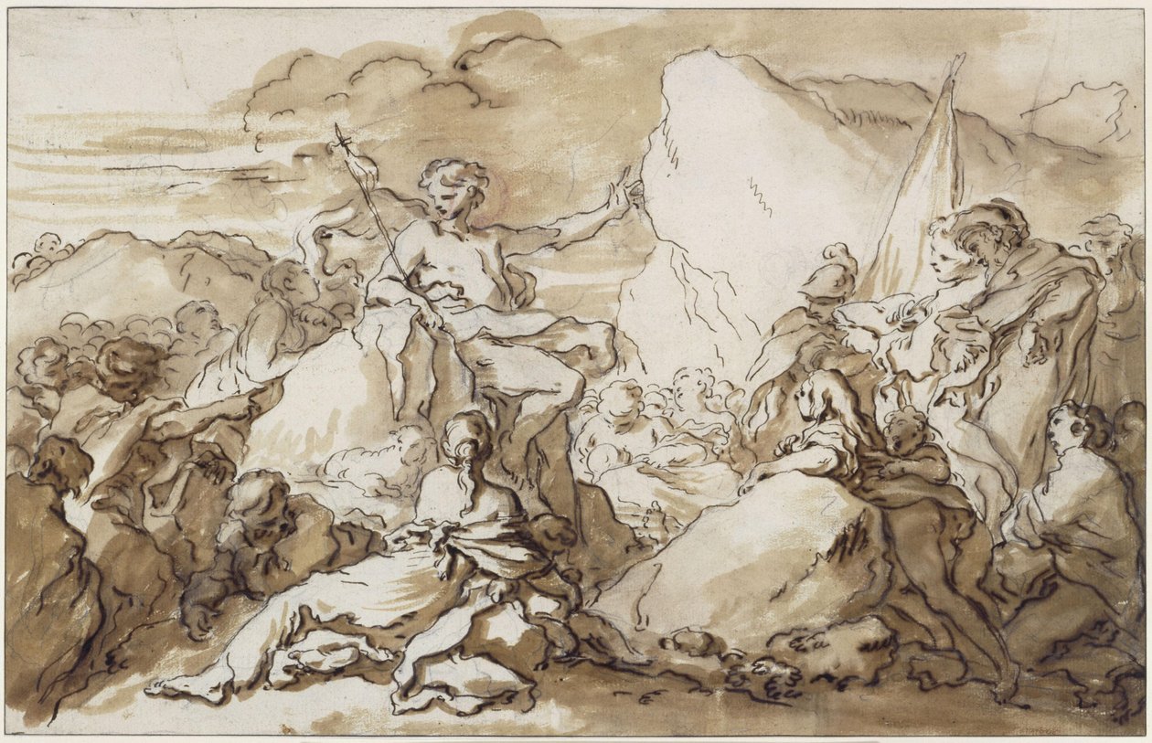 Keresztelő János prédikációja a sivatagban alkotó: François Boucher