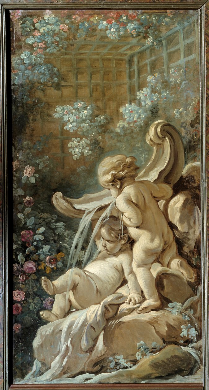 A nappali ajtólapja Demarteau: szökőkút két szerelmével, amelyek közül az egyik fekszik. Francois Boucher festménye (1703-1770) alkotó: François Boucher