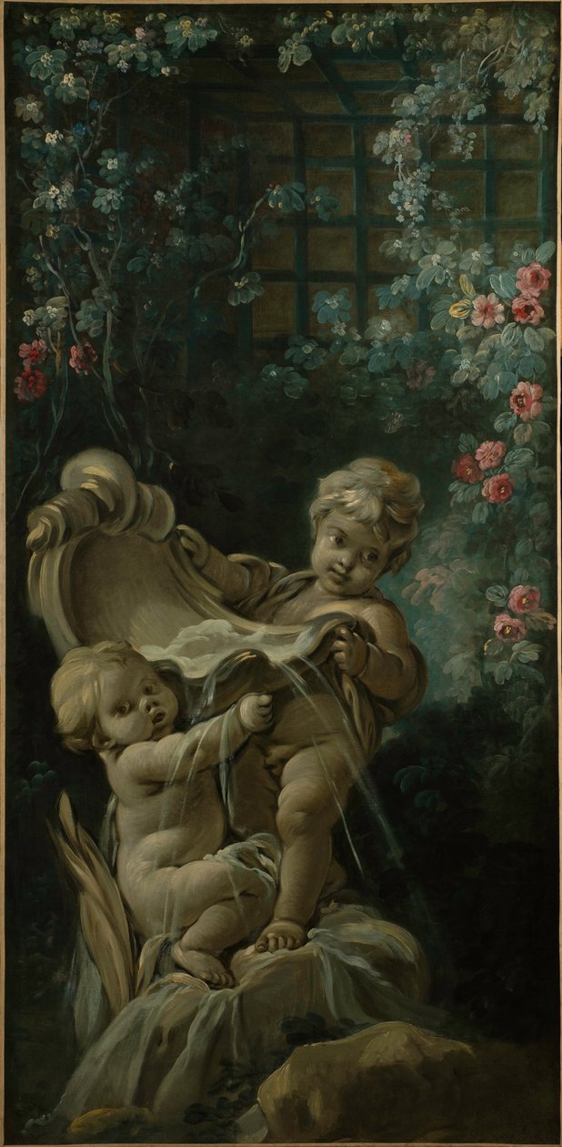 Kút két amorral, amelyek közül az egyik térdel alkotó: François Boucher