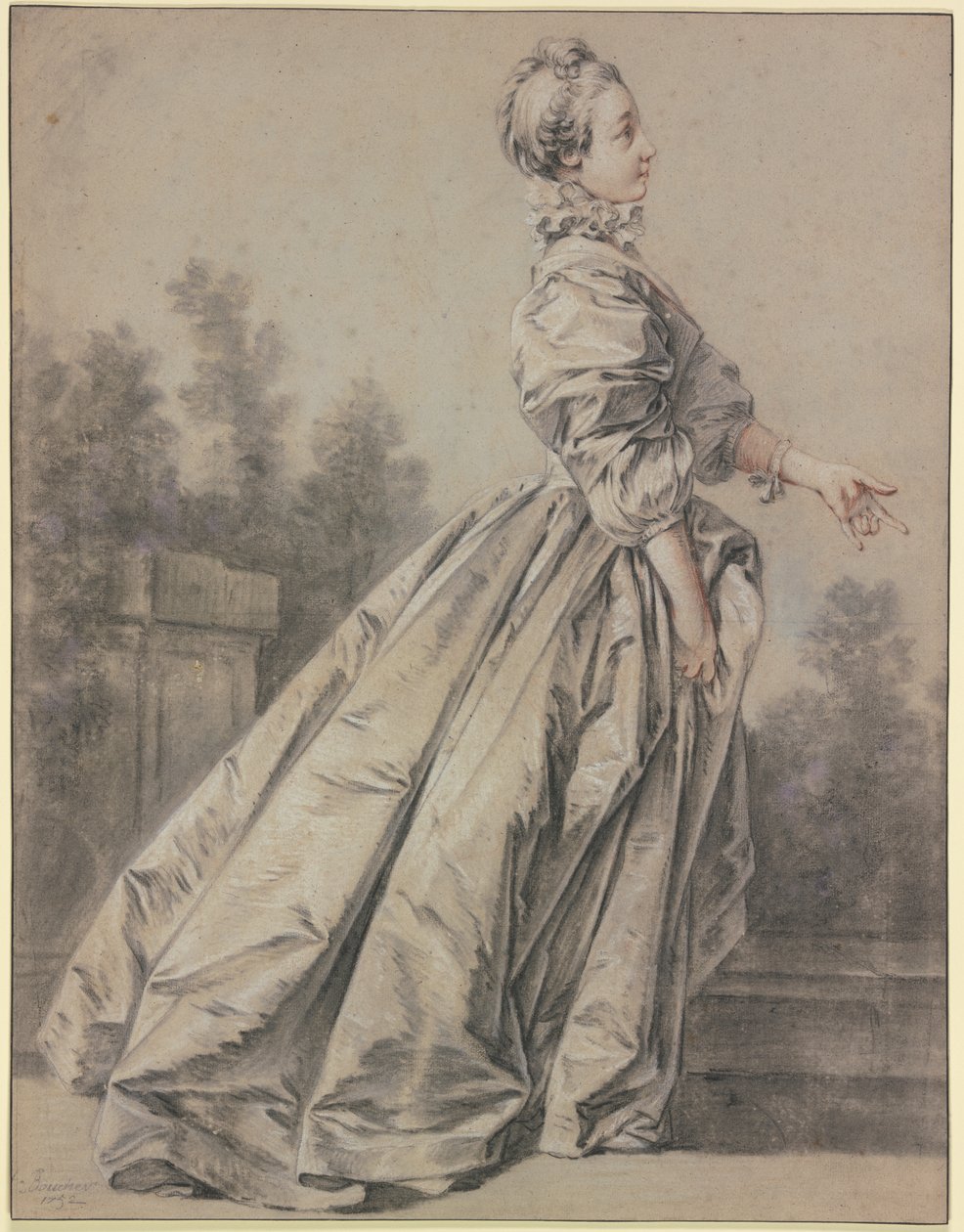 Nő profilból, jobbra sétálva alkotó: François Boucher