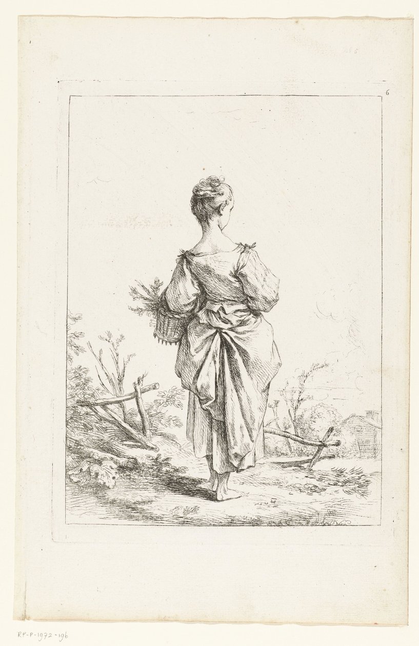 Kosárral rendelkező fiatal lány alkotó: François Boucher