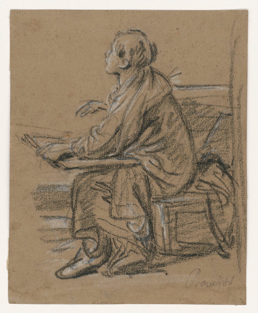 Fiatal rajzoló () . Ülő alak, aki egy rajztáskát tart az ölében alkotó: François Boucher
