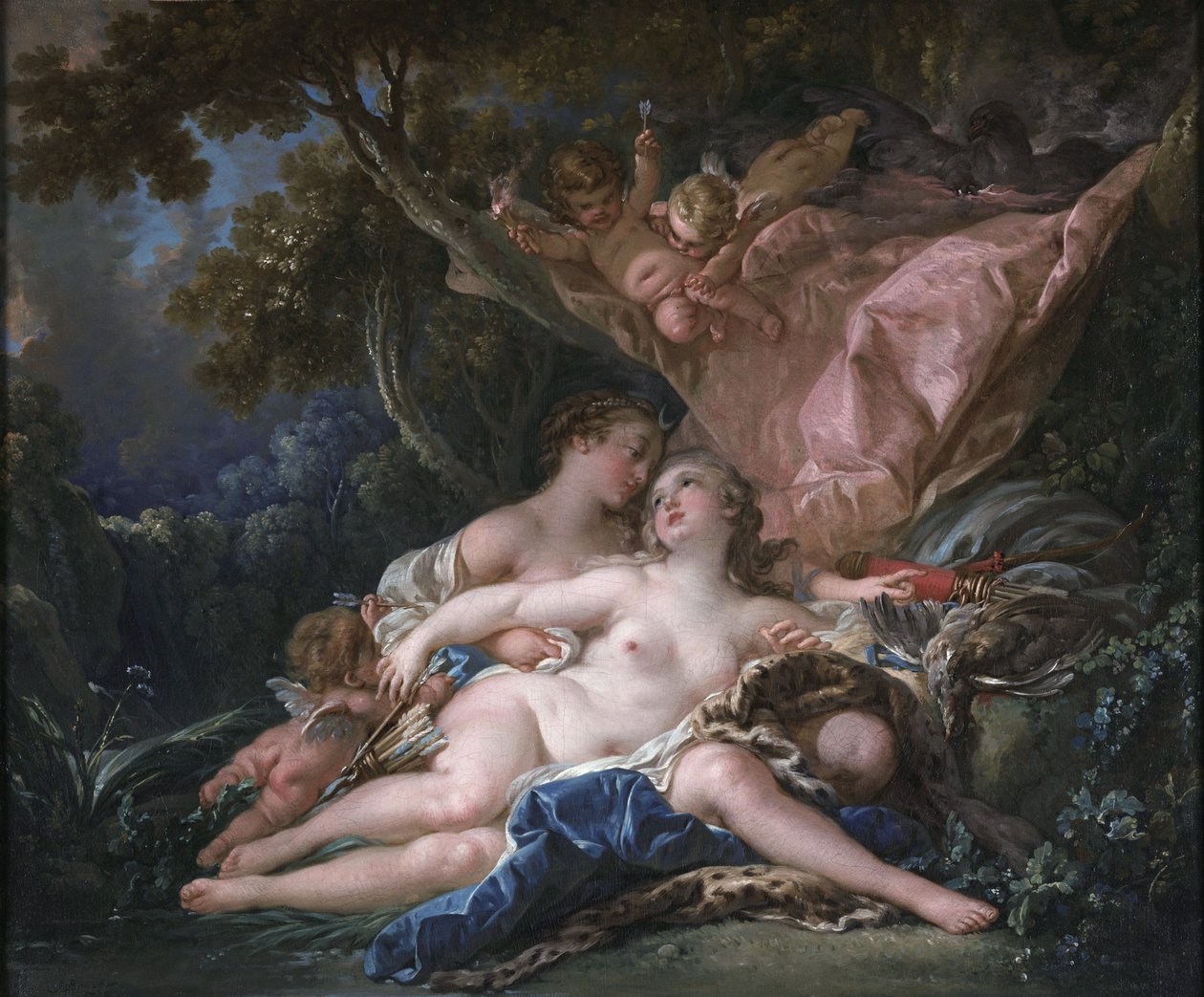 Jupiter Diana alakjában és Kalliszto nimfa alkotó: François Boucher