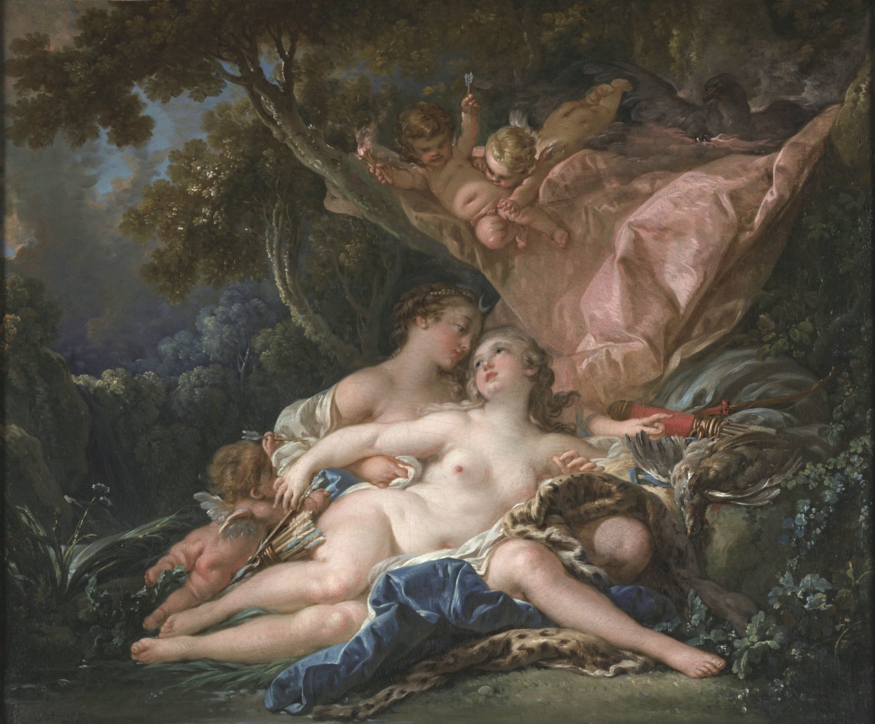Jupiter Diana alakjában és Kalliszto nimfa alkotó: François Boucher