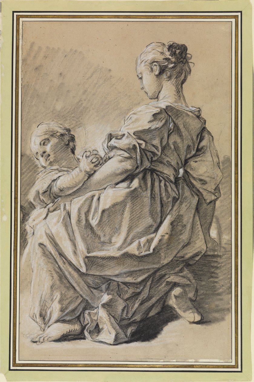 Térdelő fiatal nő gyermekkel alkotó: François Boucher